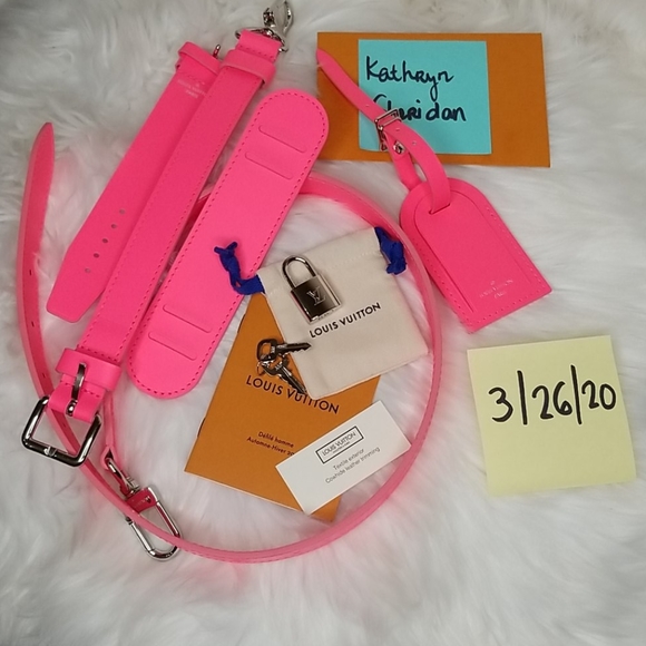 NEW UNUSED LOUIS VUITTON PINK KEEPALL STRAP SET - Picture 1 of 8